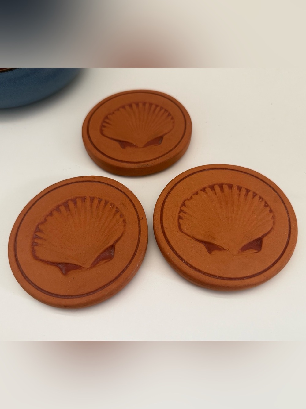 Handmade in Oregon Clay Terracotta Shell Coasters (Set of 3)
